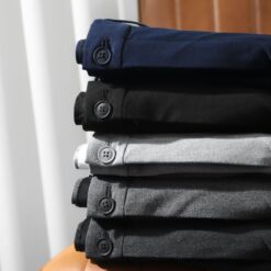 Slimfit plain trousers with adjustable waistband