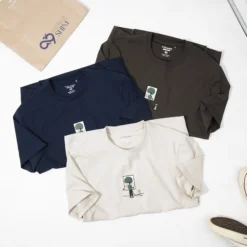T shirt with embroidered chest pattern FSTS027